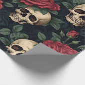 Schädel und Rote Rosen Geschenkpapier (Ecke)