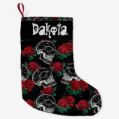 Schädel und Rote Rosen | Modern Gothic Glam Grunge Kleiner Weihnachtsstrumpf (Vorderseite)