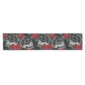 Schädel und Rote Rosen | Modern Gothic Glam Grunge Kurzer Tischläufer (Horizontal)