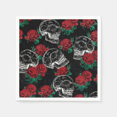 Schädel und Rote Rosen | Modern Gothic Glam Grunge Serviette (Vorderseite)