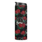 Schädel und Rote Rosen | Modern Gothic Glam Grunge Thermosbecher (Nach rechts gedreht)