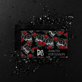 Schädel und Rote Rosen | Modern Gothic Glam Monogr Visitenkarte