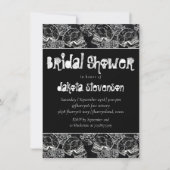 Schädel und Rote Rosen | Modernes gotisches Brautp Einladung (Vorderseite)