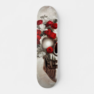 Schädel und Rote Rosen Skateboard