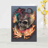 Schädel und Schlange Tattoo Karte (Gelbe Blume)