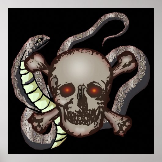 Schädel- und Schlangen-Poster Poster (Vorne)