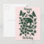 Schädel und Schmetterlinge Postkarte (Vorne/Hinten)