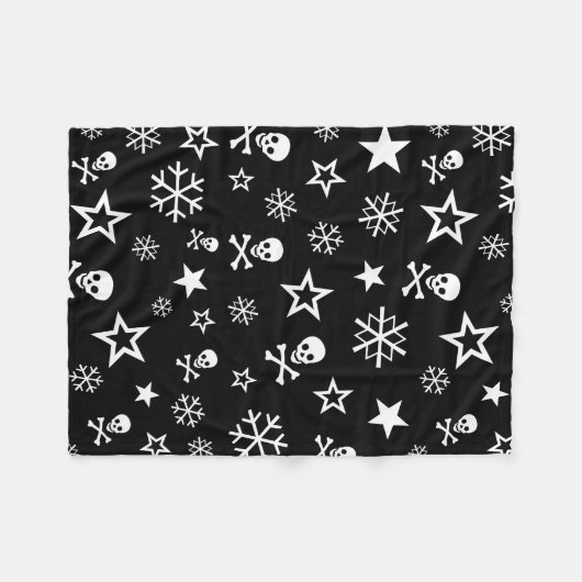 Schädel und Schneeflocken Fleecedecke (Vorderseite (Horizontal))