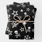 Schädel und Schneeflocken Geschenkpapier Set (Beispiel)