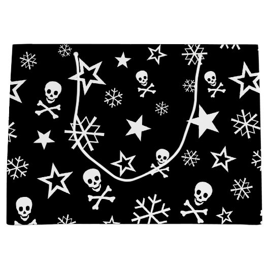 Schädel und Schneeflocken Große Geschenktüte (Vorderseite)