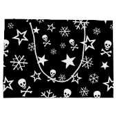 Schädel und Schneeflocken Große Geschenktüte (Rückseite)