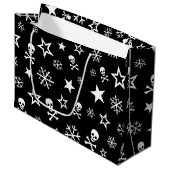 Schädel und Schneeflocken Große Geschenktüte (Vorderseite Schrägansicht)
