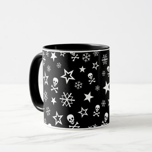 Schädel und Schneeflocken Tasse (Vorderseite Links)