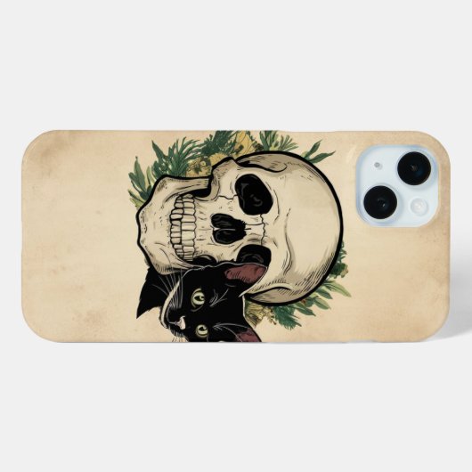 Schädel und schwarze Katze Case-Mate iPhone Hülle (Rückseite (Horizontal))