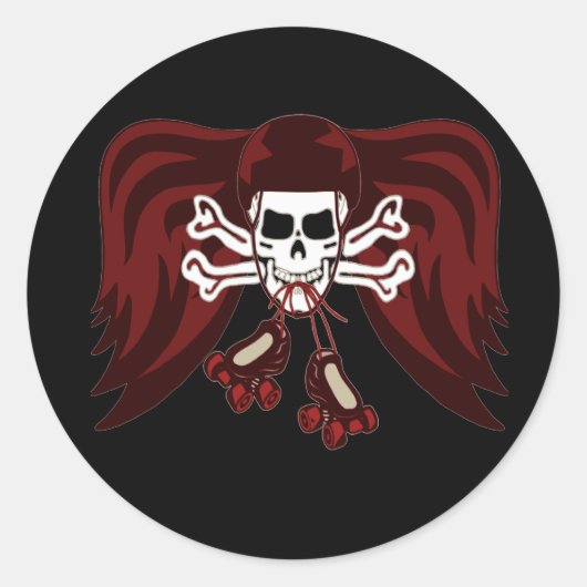 Schädel und Skate Runder Aufkleber (Vorderseite)