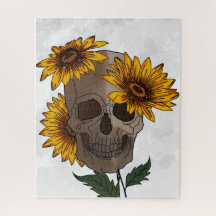 Schädel- und Sonnenblumen-Puzzle 