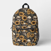 Schädel- und Sonnenblumenmuster Bedruckter Rucksack (Vorderseite)