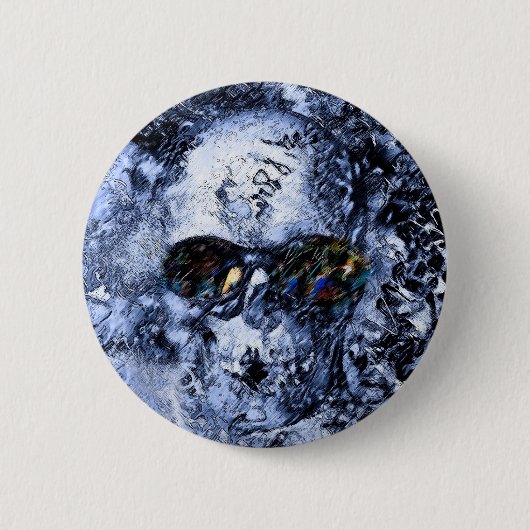 Schädel und Sonnenbrille Button (Vorderseite)