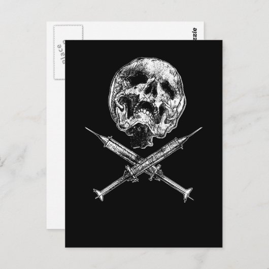 Schädel und Spritzen Postkarte (Vorne/Hinten)