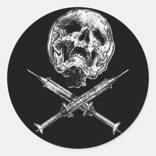 Schädel und Spritzen Runder Aufkleber (Vorderseite)