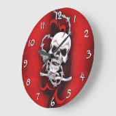 Schädel und Stammestattoo Große Wanduhr (Winkel)