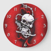 Schädel und Stammestattoo Große Wanduhr (Vorderseite)