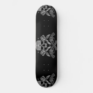 Schädel und Sterne mit Rose und überquerten Kanone Skateboard