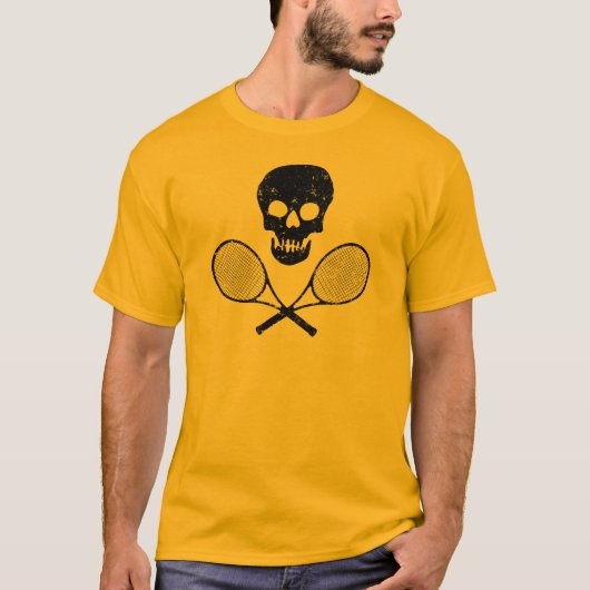 Schädel und Tennis-Schläger T-Shirt (Vorderseite)