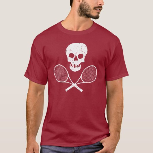 Schädel und Tennis-Schläger T-Shirt (Vorderseite)