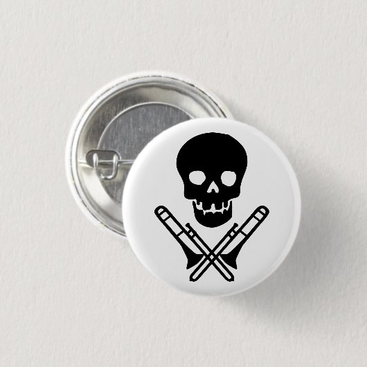 Schädel und Trombones Button (Vorne & Hinten)