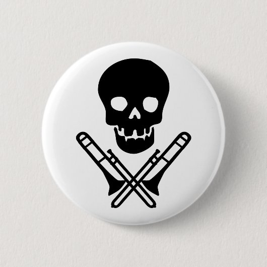 Schädel und Trombones Button (Vorderseite)