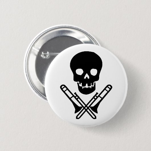 Schädel und Trombones Button (Vorne & Hinten)
