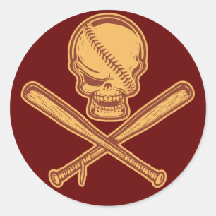 Schädel und überkreuzte Fledermäuse 513 Runder Aufkleber