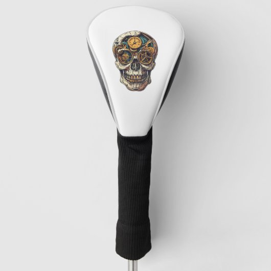 Schädel- und Uhr-Zeitnehmer Golf Headcover (Vorderseite)