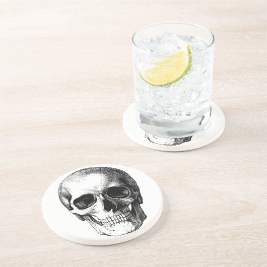 Schädel und Vollmond beängstigend Getränkeuntersetzer (Seite)
