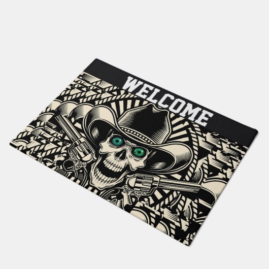 Schädel und Waffen Fußmatte (Schrägansicht)