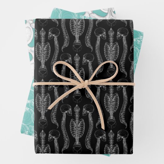 Schädel und Wirbelknochen Geschenkpapier Set (Beispiel)