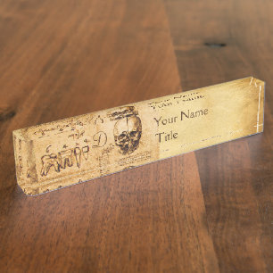 SCHÄDEL UND ZÄHNE, ZAHNKLINIK, ZAHNARZT-MONOGRAMM NAMENSPLAKETTE