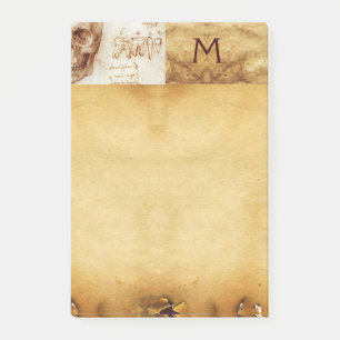 SCHÄDEL UND ZÄHNE, ZAHNKLINIK, ZAHNARZT-MONOGRAMM POST-IT KLEBEZETTEL
