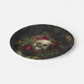 Schädel unter Rosengotischem Grunge Pappteller (Schrägansicht)