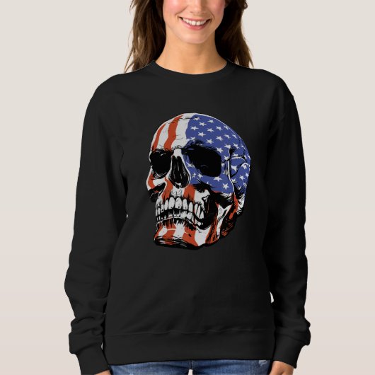 Schädel USA-Flagge Amerika Sweatshirt (Vorderseite)