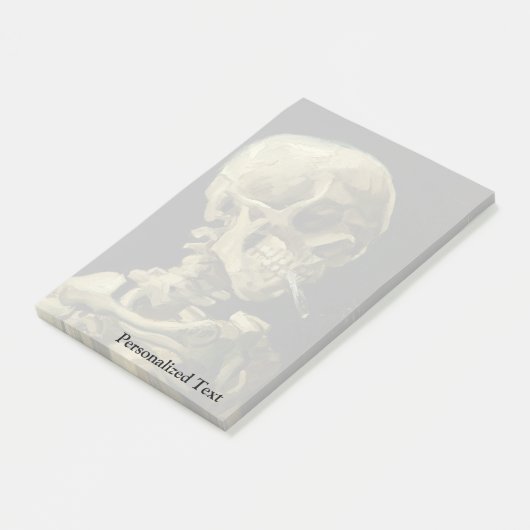 Schädel Van Gogh | mit brennender Zigarette | 1886 Post-it Klebezettel (angewinkelt)