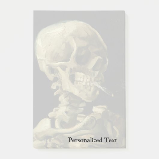 Schädel Van Gogh | mit brennender Zigarette | 1886 Post-it Klebezettel (Vorderseite)