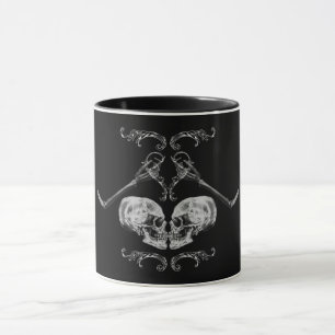 "Schädel verliebt" Vintage Skelette Schwarz Tasse