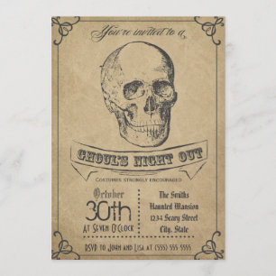 Schädel Vintage Halloween-Einladung Einladung