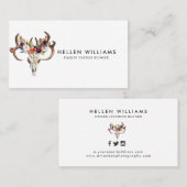 Schädel von Boho und Blume Visitenkarte (Vorne/Hinten)