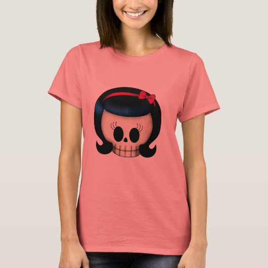 Schädel von Rockabilly Girl T-Shirt (Vorderseite)