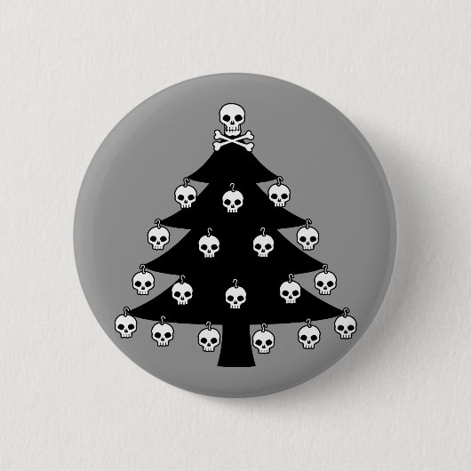 Schädel-Weihnachtsbaum Button (Vorderseite)