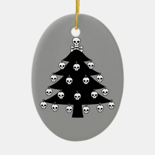 Schädel-Weihnachtsbaum Keramik Ornament (Vorne)