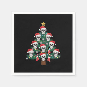 Schädel-Weihnachtsbaum-Pyjama Cooler Skelett-Weihn Serviette